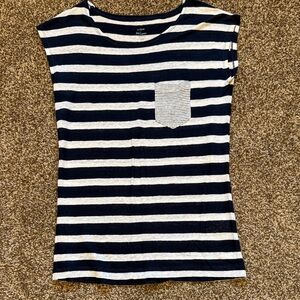 J. Crew women’s ' Navy & White linen Striped Pocket Tee